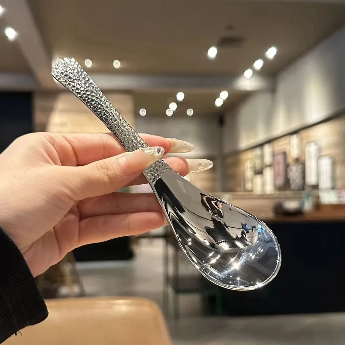 Retro Hammered Stainless Steel Spoon Creative Tableware