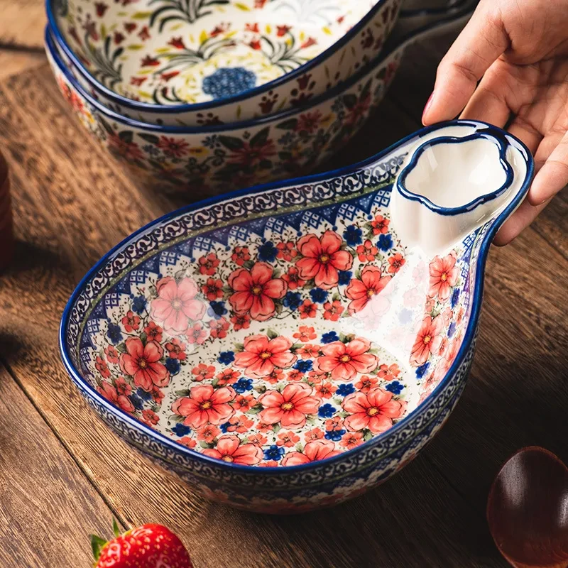 Polish Ethnic Style Hand-painted Embossed Ceramic Plate