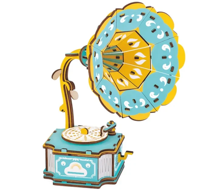 Wooden assembled phonograph model