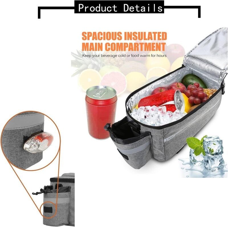 Bicycle Panniers Bag Bike Rear Rack Saddle Bags Grey