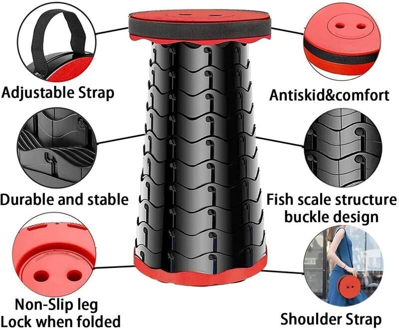 Telescoping Stool Folding Chair Camping Seat Outdoor Fishing