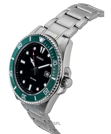 Casio Standard Analog Stainless Steel Black Dial Quartz MDV-107D-3 200M Mens Watch