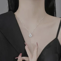 S925 Sterling Silver Moissanite Sunflower Pendant Necklace