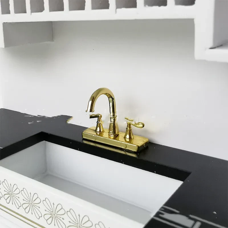 Mini Kitchen Furniture Three Piece Set Of Black And White Cooking Counters