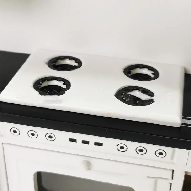 Mini Kitchen Furniture Three Piece Set Of Black And White Cooking Counters