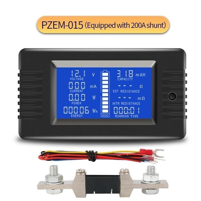 Battery Monitor Current Power Meter 200A Shunt