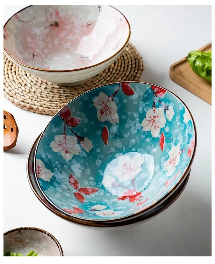 Tableware Ceramic Noodle Bowl Large Bamboo Hat Salad Bowl