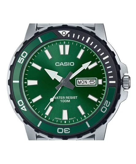 Casio Standard Analog Stainless Steel Green Dial Quartz MTD-125D-3AV 100M Men's Watch