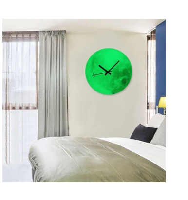 Wall Clock Luminous Modern Wooden Clock Moon Clock Amazon Best Selling Wall Watch Quartz Clock Luminous