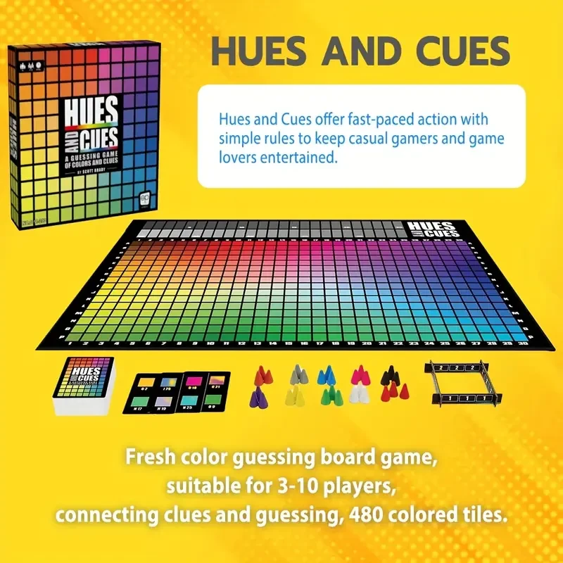 Vibrant Colorful Board Game for 3-10 Players  Connect 480 Squares with Clues & Guesses