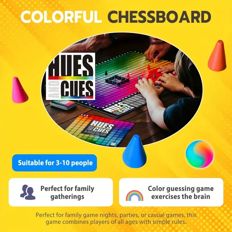 Vibrant Colorful Board Game for 3-10 Players  Connect 480 Squares with Clues & Guesses