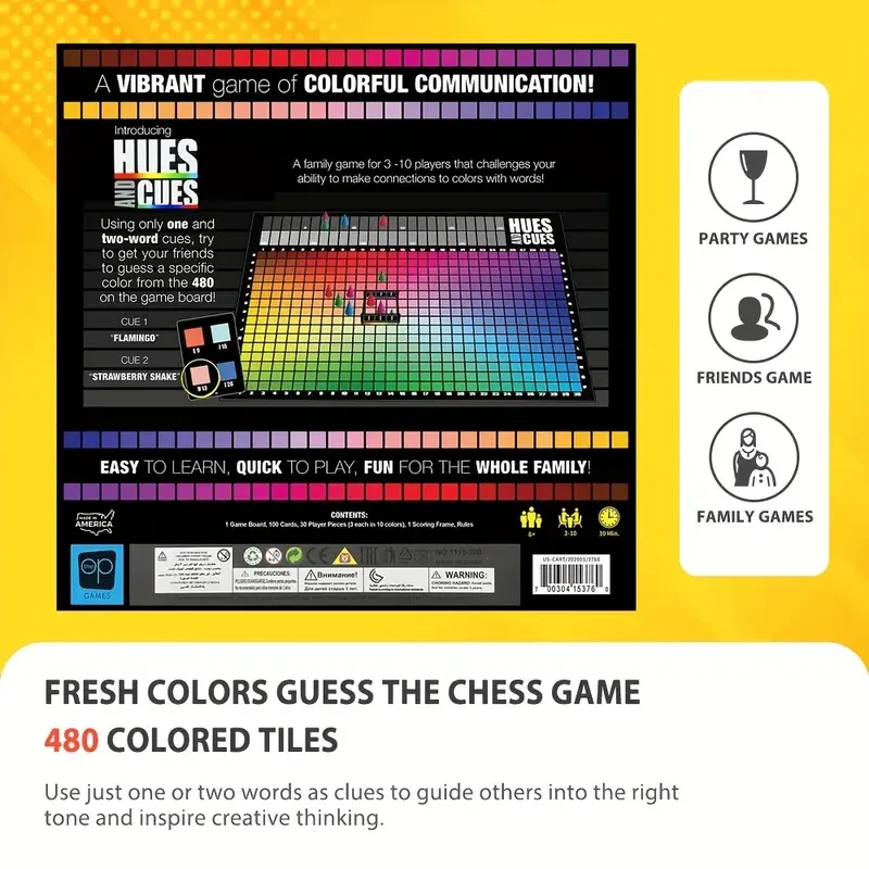 Vibrant Colorful Board Game for 3-10 Players  Connect 480 Squares with Clues & Guesses