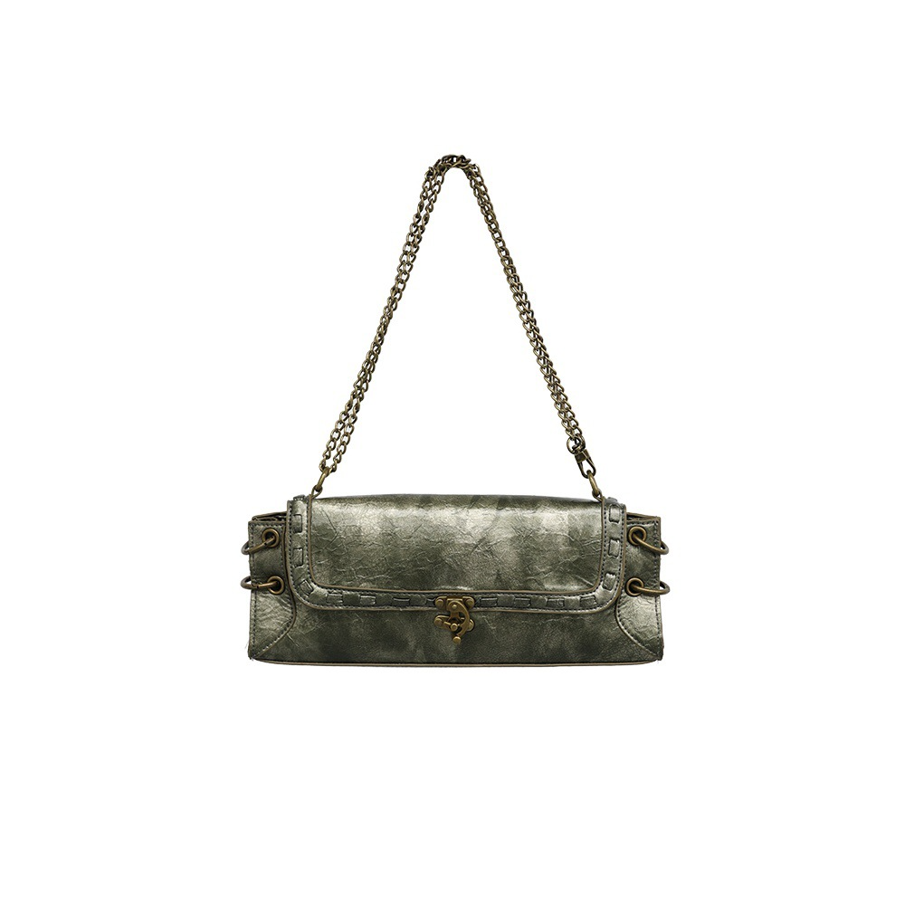 Design One-shoulder Lock Bronze Gold Crossbody Bag