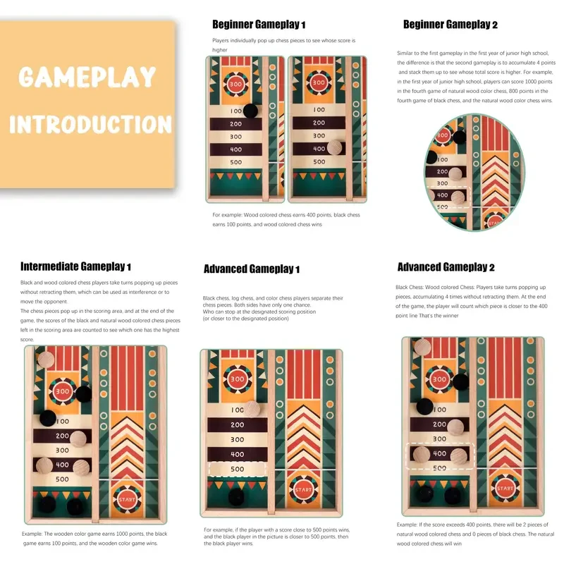 Wooden Toy Catapult Chess, U-Shaped Two-Player Tabletop Game