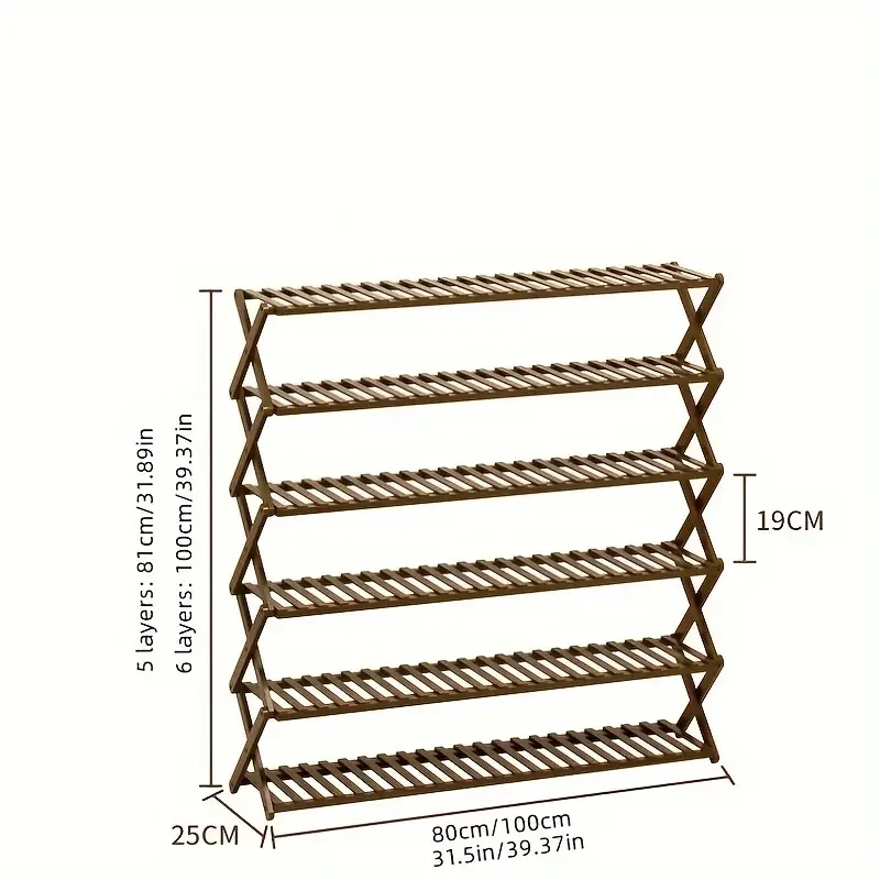 Multi-Layer Solid Wood Installation-Free Shoe Rack - Folding Indoor Storage Shelf