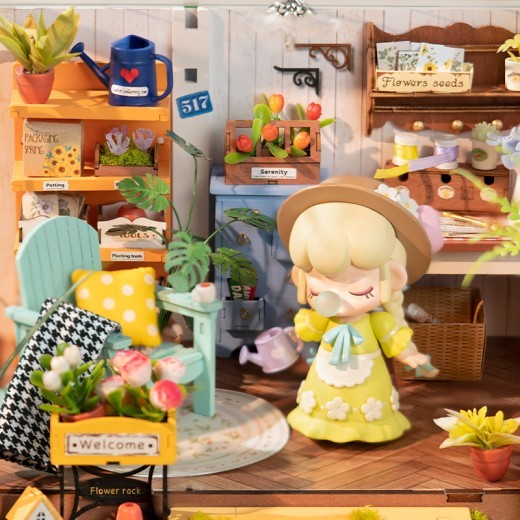 Rolife Mengyu Flower Minature House DIY Building Toys With LED Light For Gifts
