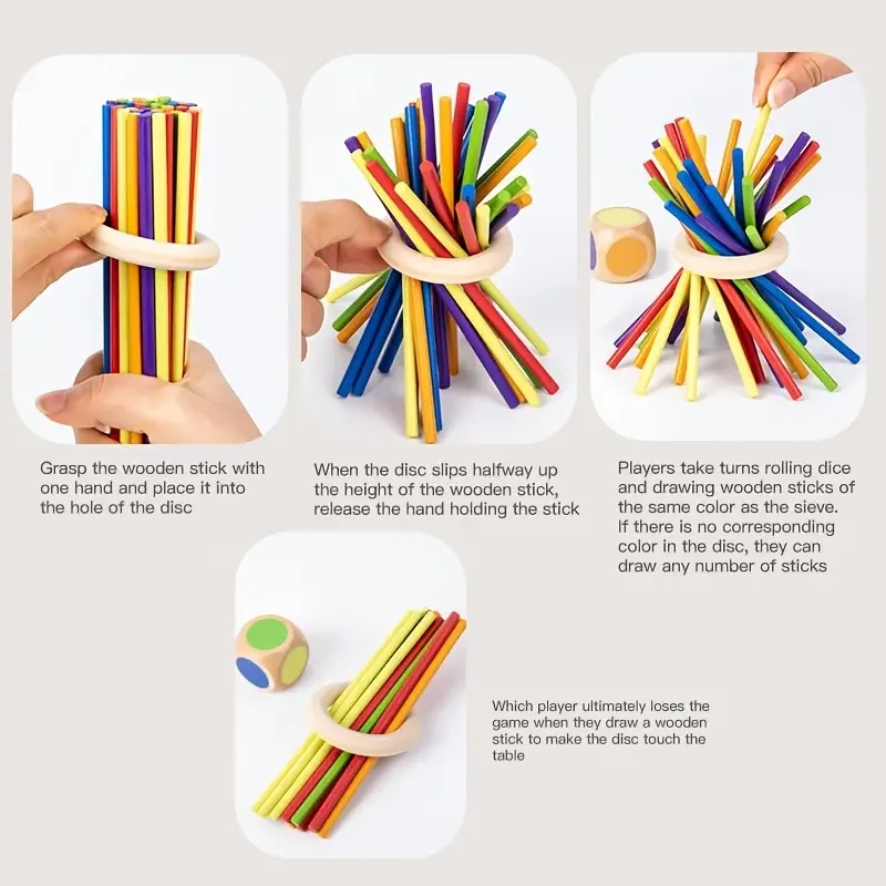 A Wooden Stacking Game That Helps Distinguish Colors And Shapes