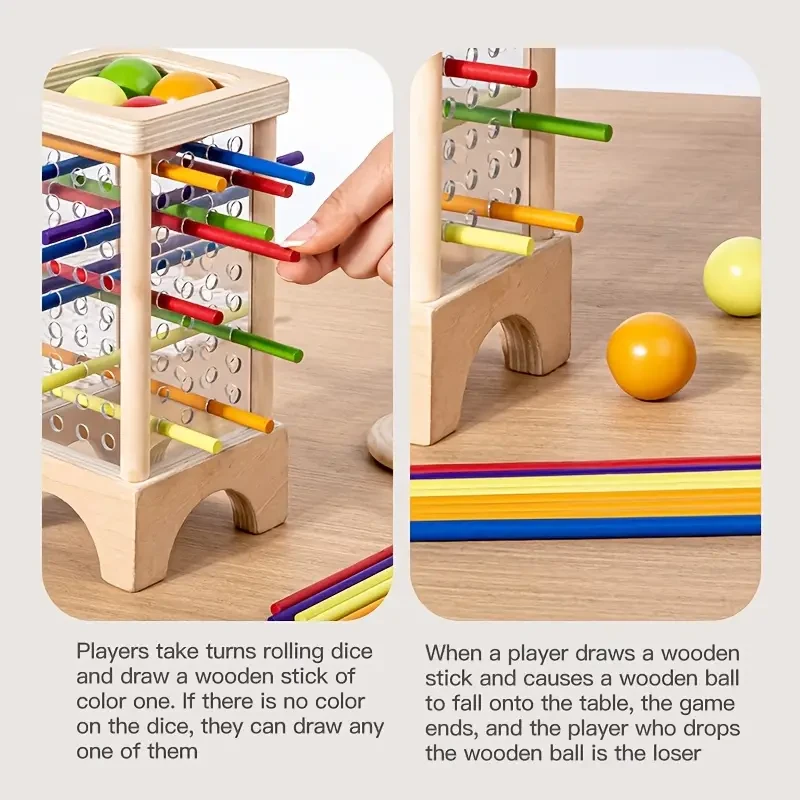A Wooden Stacking Game That Helps Distinguish Colors And Shapes