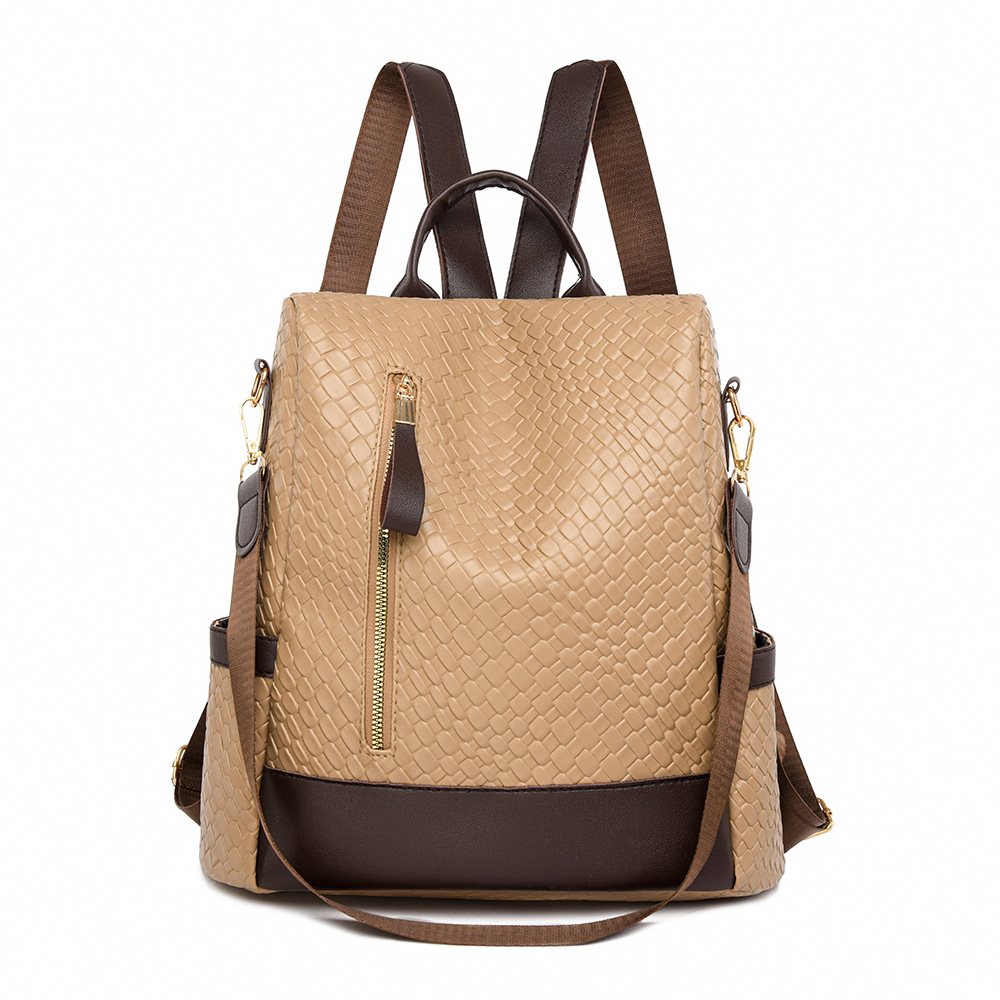 Soft Leather Women's Fashion Woven Backpack