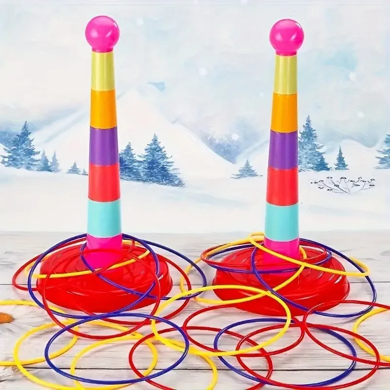 Fun Ring Toss Game Set with Multiple Colorful Hoops