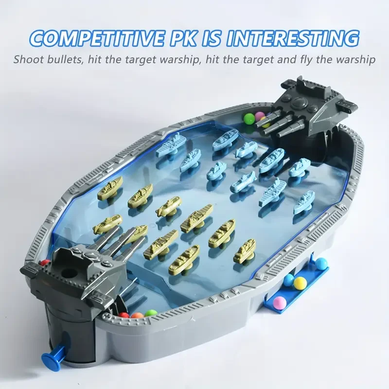Navy Battleship Shooting Board Game 2-Player Marble Combat Game