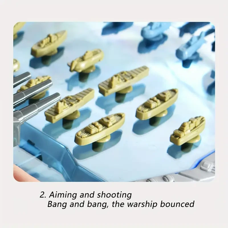 Navy Battleship Shooting Board Game 2-Player Marble Combat Game
