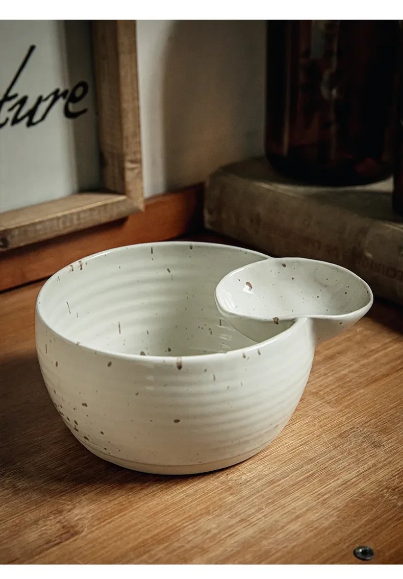 Self-contained Dipping Dish Snack French Fries Ceramic Snack Bowl