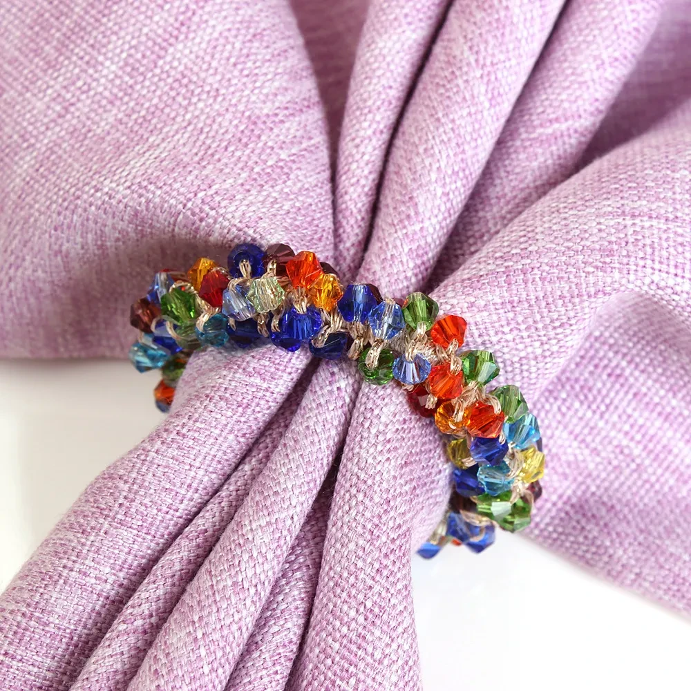Creative Color Crystal String Beads Napkin Ring