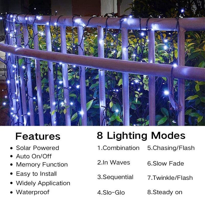 Outdoor Solar String Lights 200LED Garden Lights