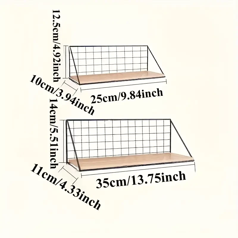 1pc Minimalist Punch-Free Metal Floating Shelf