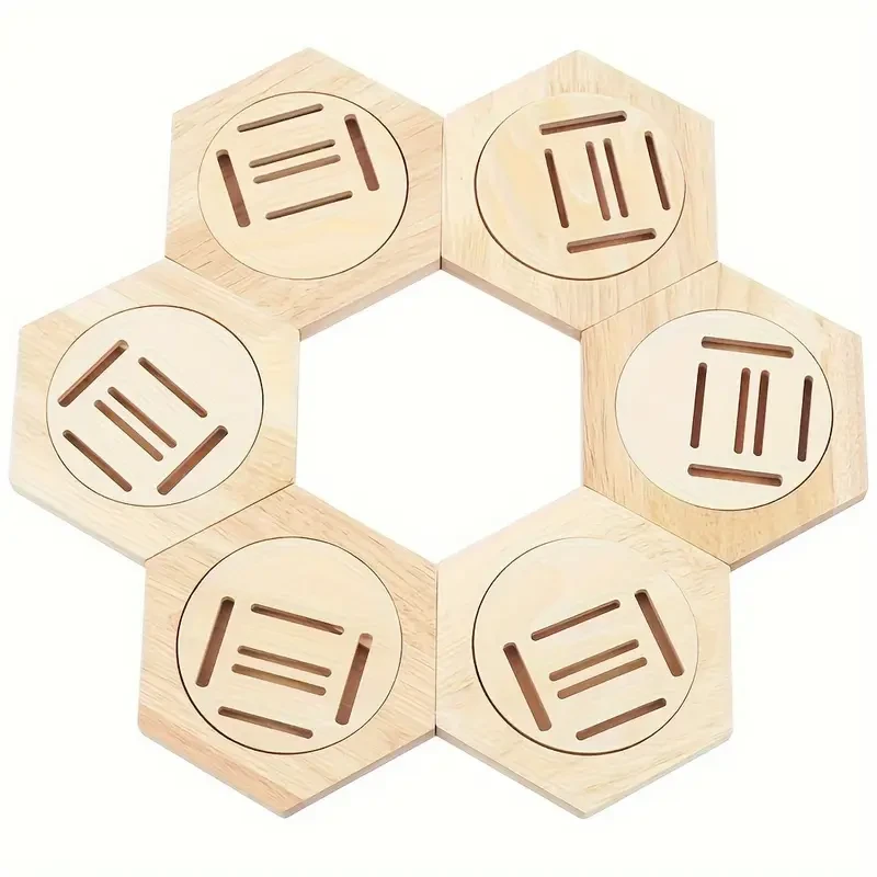 6-Pack Hexagonal Wooden Medal Display Racks