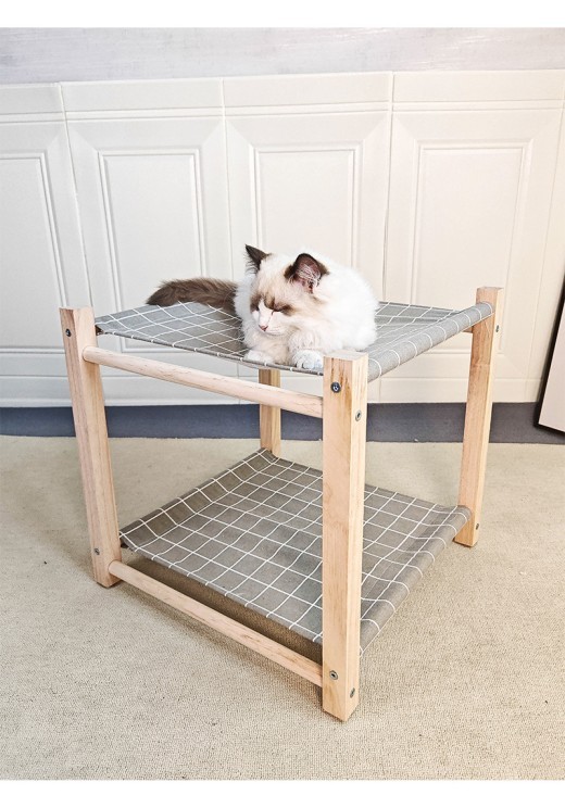 Pet Camp Bed Solid Wood Double Layer Cat Hammock Upper And Lower Bunk Removable And Washable