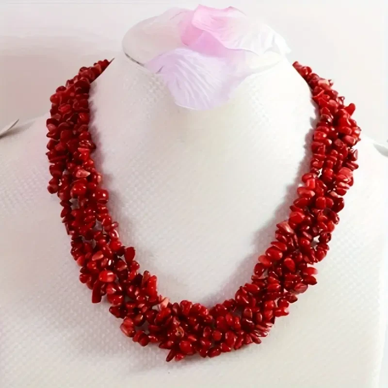 Luxury Red Coral Bead Necklace