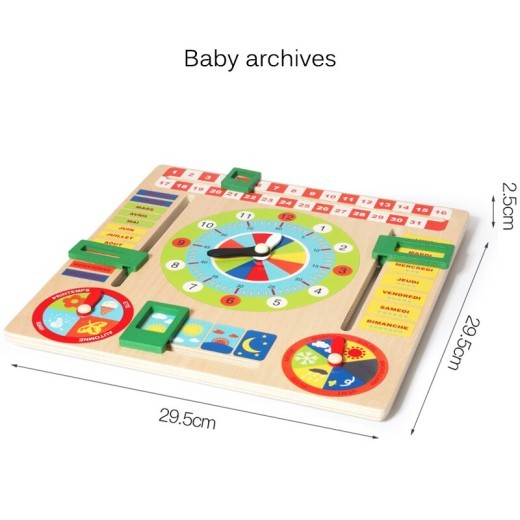 Calendar clock building block toy