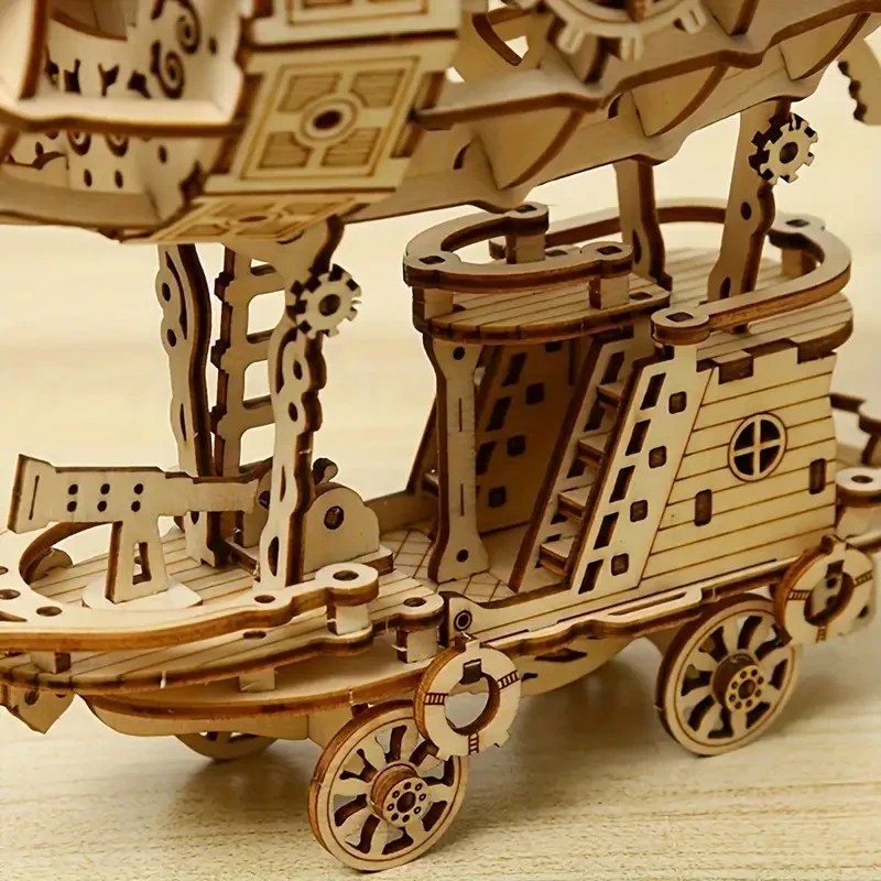 Handcrafted 3D Wooden Airship Puzzle
