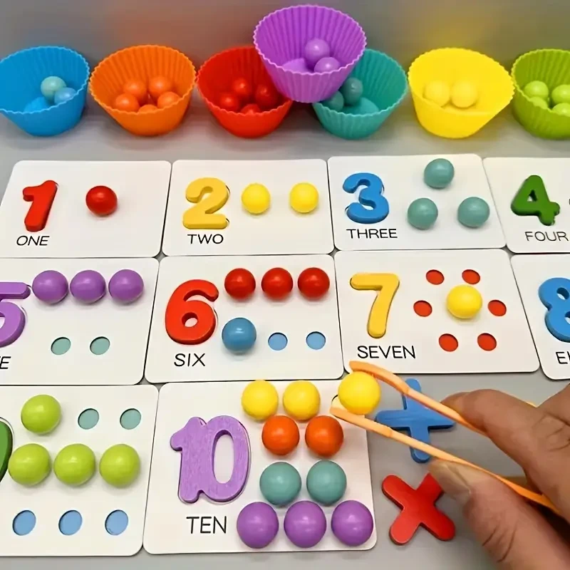A set of wooden number counting games