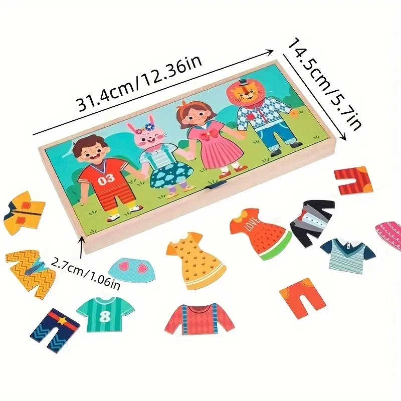 Children's Wooden Clothes Changing Puzzle Jigsaw Puzzle