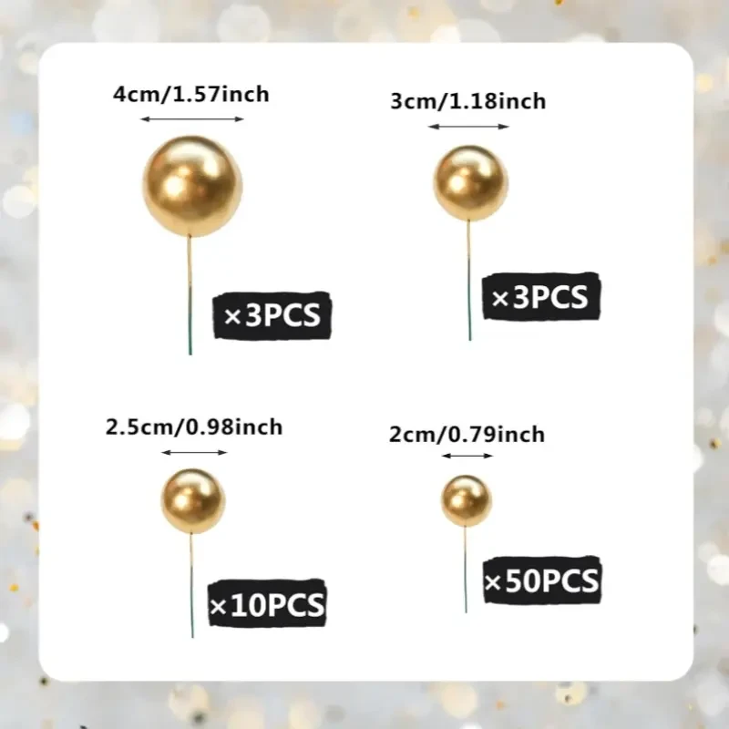 66-Piece Golden Sphere Cake Topper Set