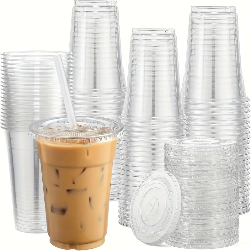 30pcs 16 oz Round Plastic Cups with Lids