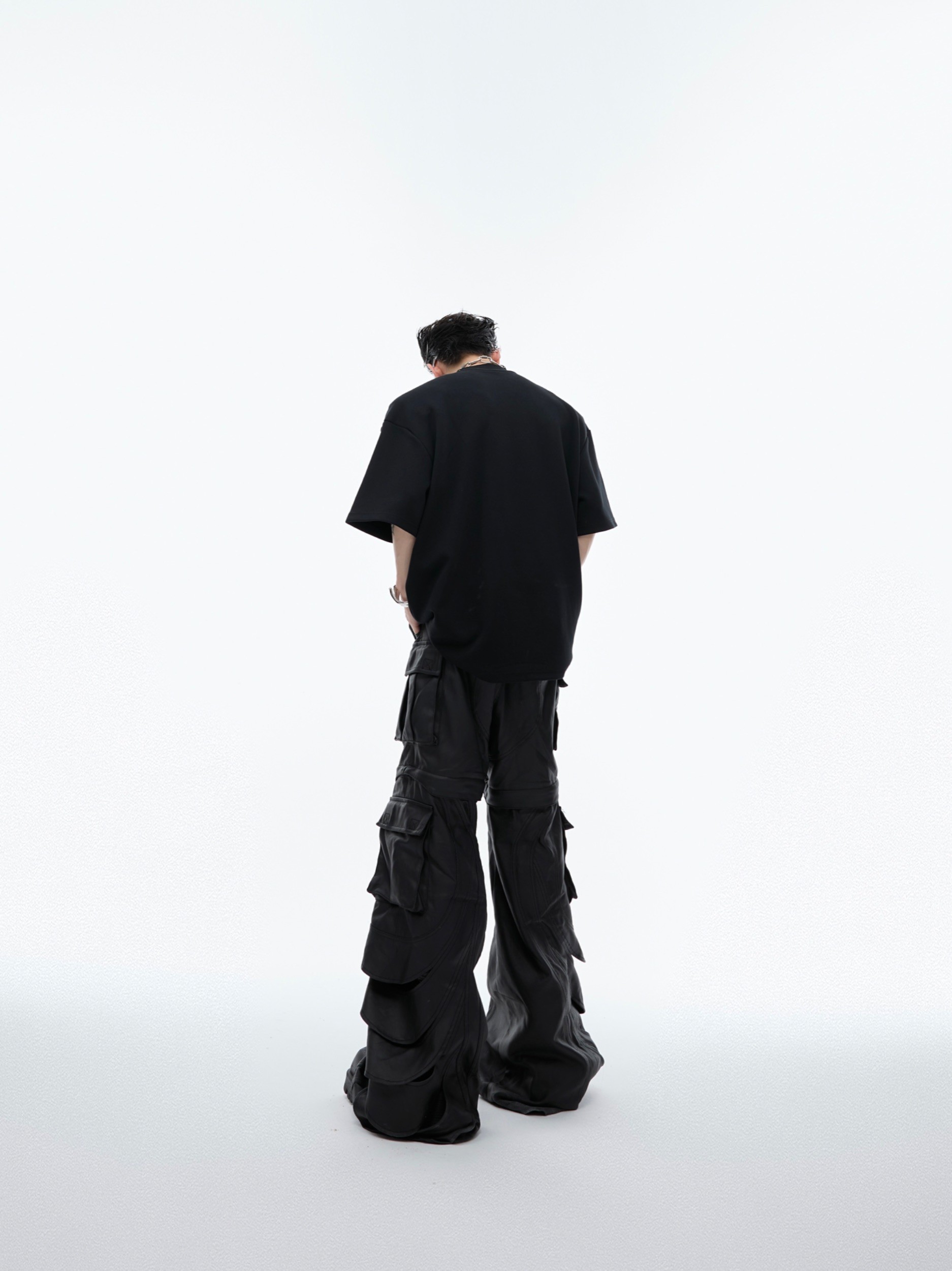 Hollow-out Detachable Short Sleeve Loose-fitting Pure Cotton T-shirt