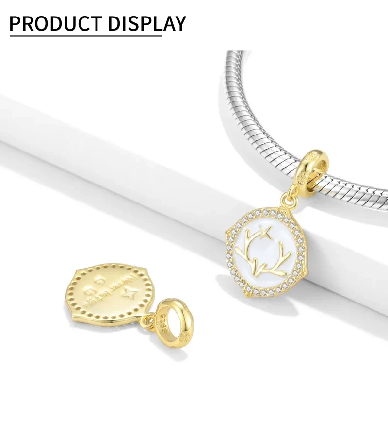 Deer Horn Crown Pendant Christmas Series 925 Silver Gilded Necklace Bracelet Diy Pendant