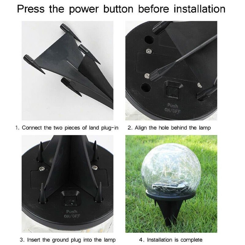 Solar LED Lights Outdoor Crack Glass Ball Lamp