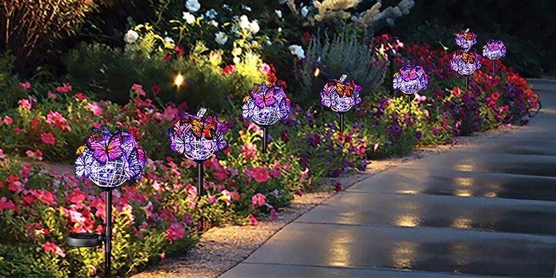 Solar LED Lights Outdoor Butterfly Ball Lamps