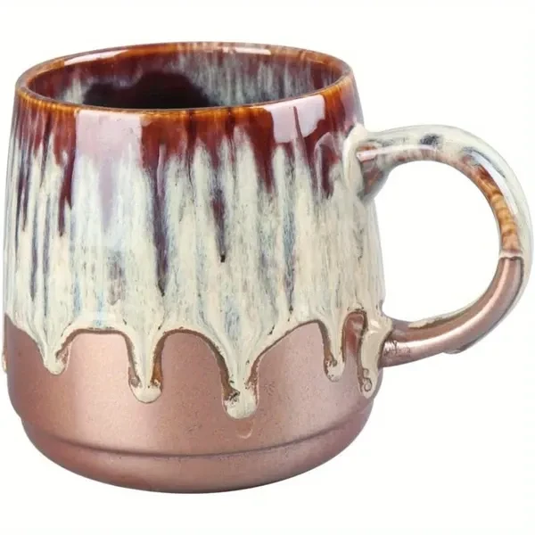 Large Ceramic Coffee Mug, 21 Oz, Gilt Beige Blue Tea Cup For Office And Home, Dishwasher And Microwave Safe