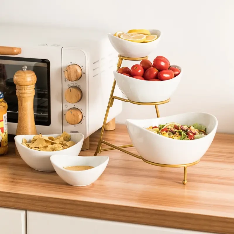 Elegant 3-Tier Ceramic Serving Stand Set