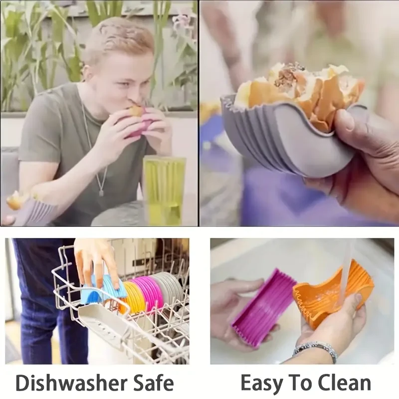 8pcs Silicone Burger Holder Reusable