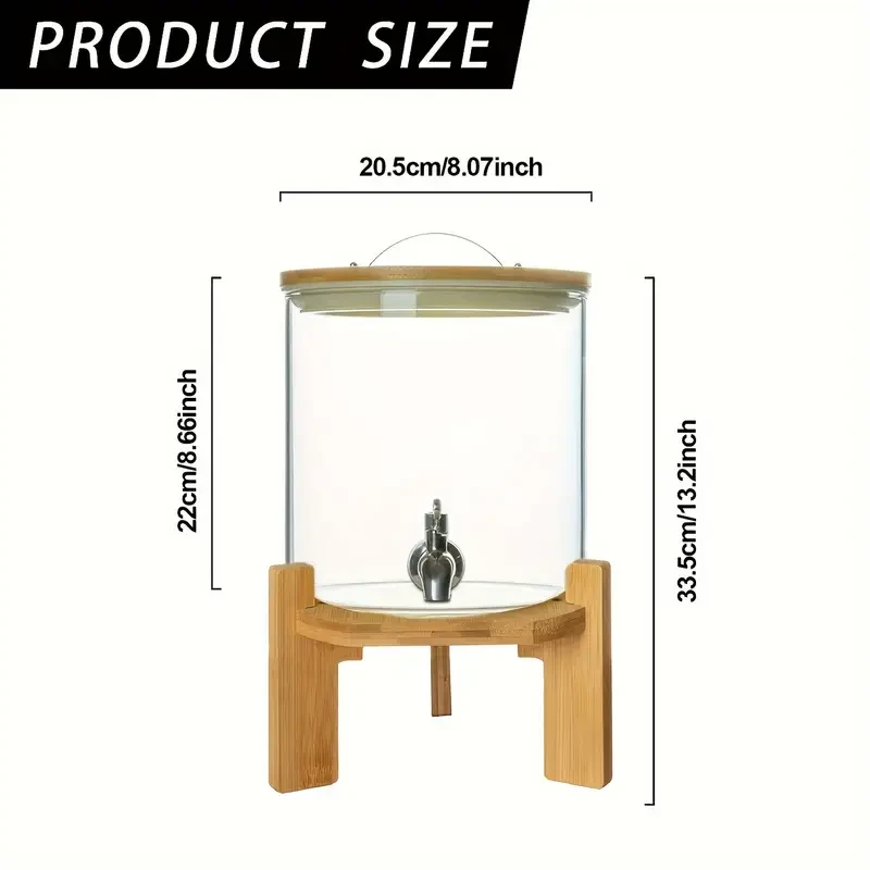 Furpaw 5L Glass Beverage Dispenser with Wooden Stand