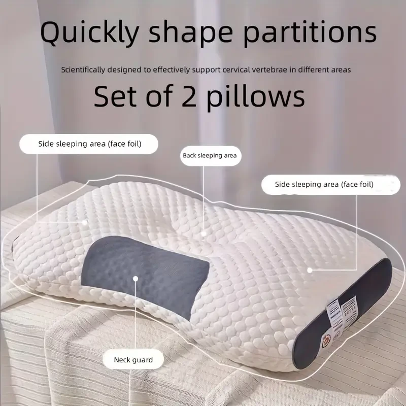 2pcs Soft Adjustable Ergonomic Orthopedic Contour Support Pillow