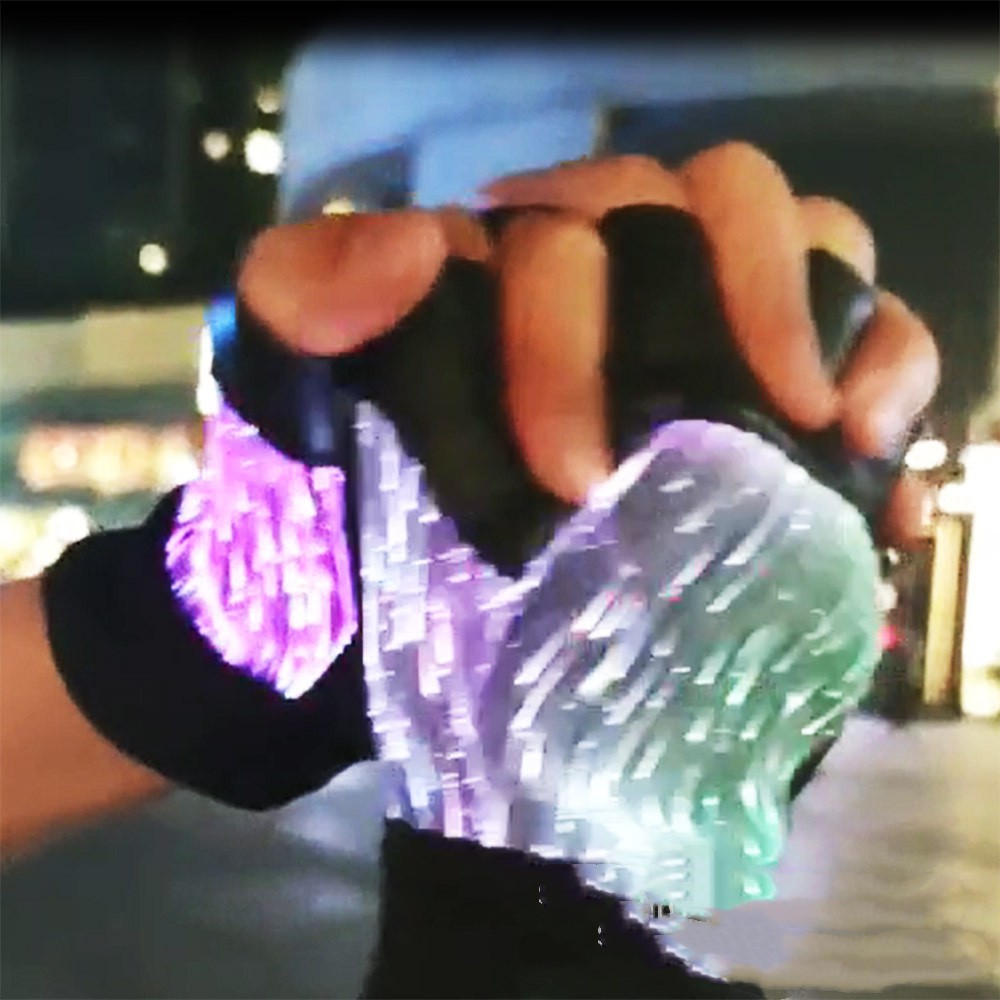 LED Fiber Cloth Luminous Gloves, Holiday Entertainment Performance Props, Adult Colorful Color-Changing Half-Finger Gloves