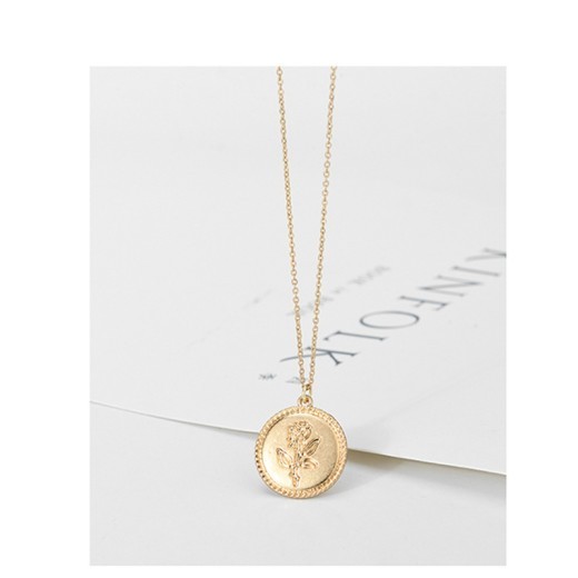 Golden Coin Rose Necklace
